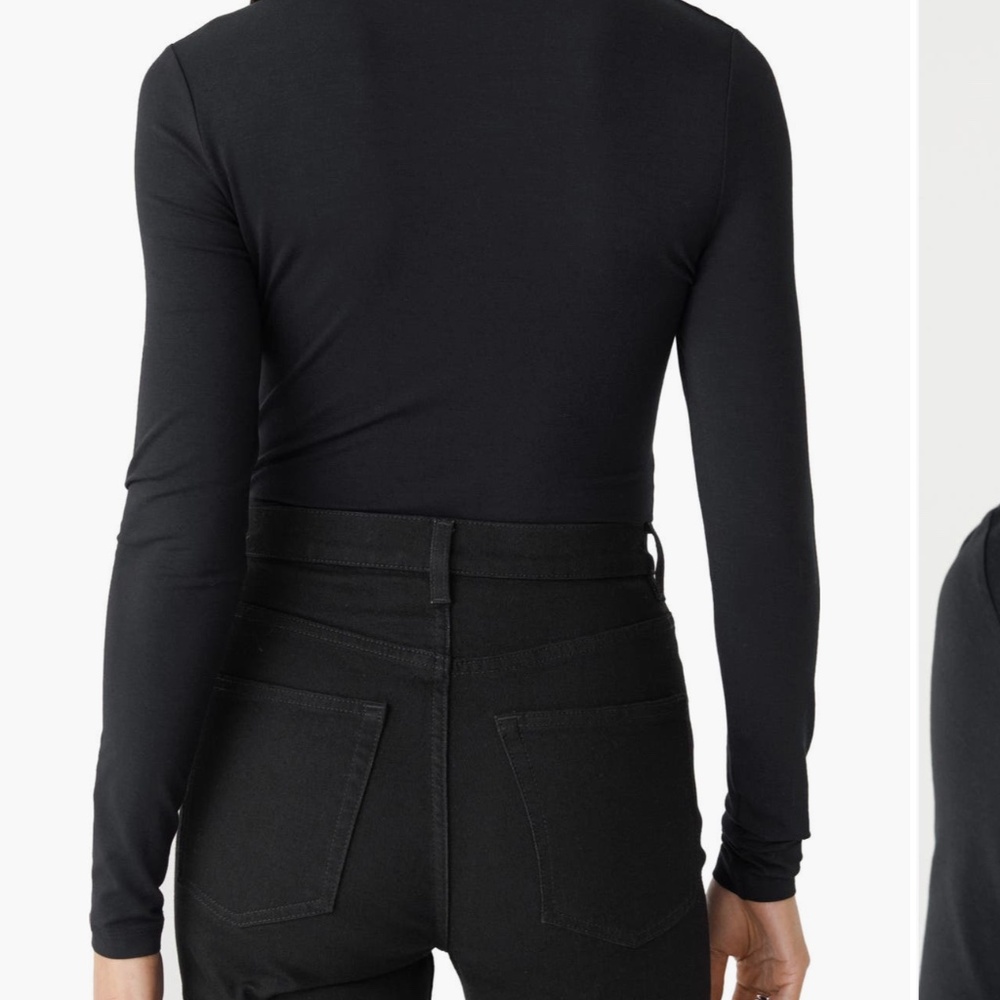 & Other Stories | Long Sleeve High Neck Faux Wrap |Color: Black - Picture 2 of 7